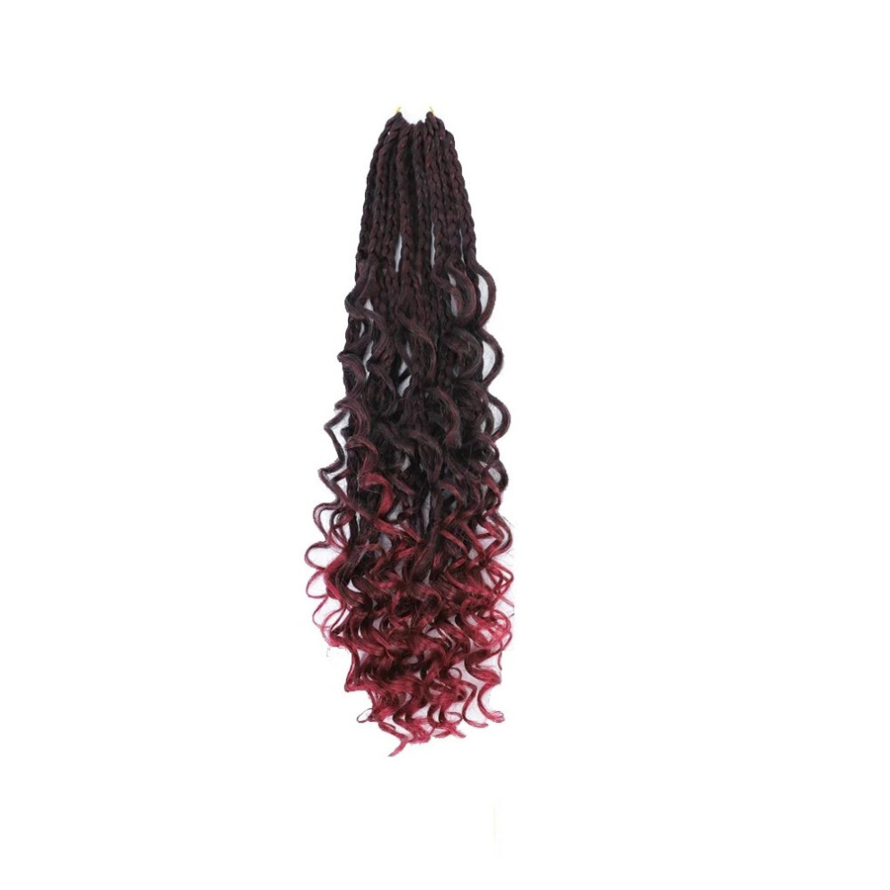 Unisex Multicoloured Ombre Box Braid Extensions Curly Ends For Womens Hair Wigs Synthetic Hair Extensions With Crochet Braids