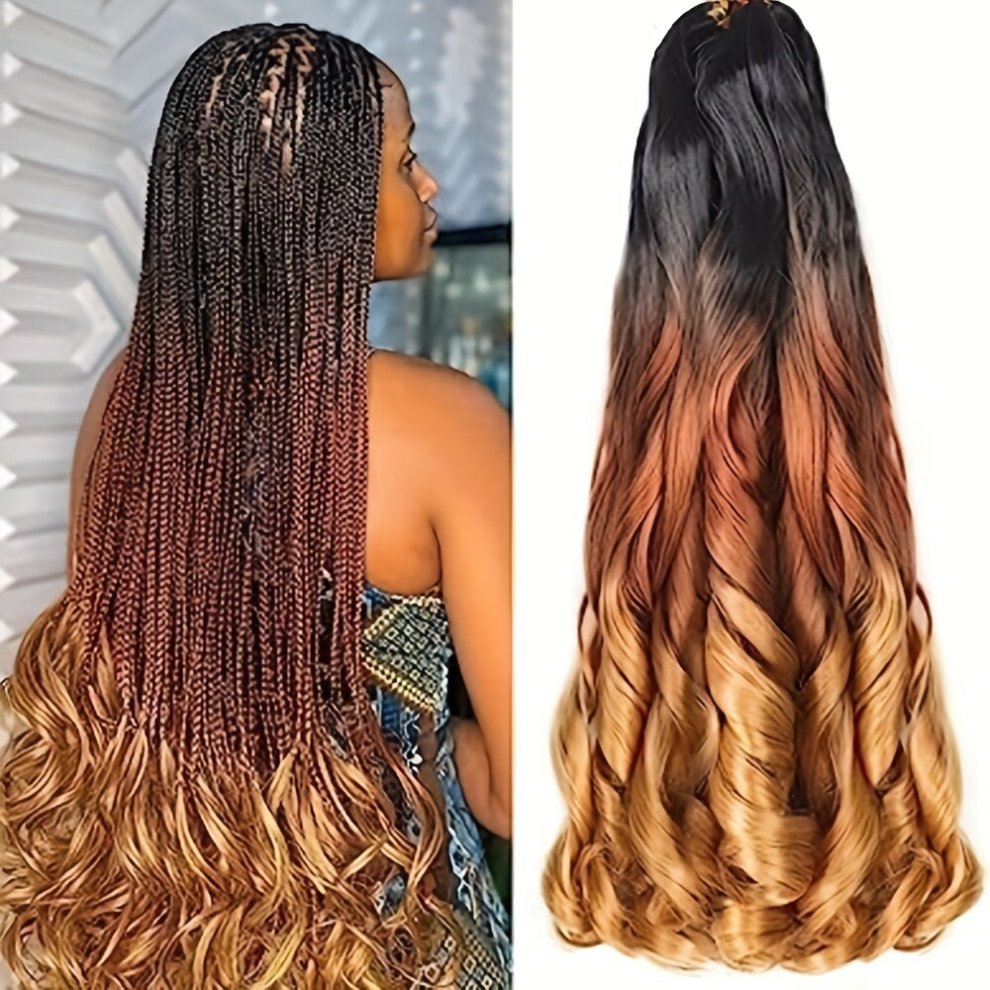 1Pack French Curly Braiding Hair Curly Braiding Hair 26 Inch Spanish Curly Braiding Hair For Box Braids Ombre Bouncy Braiding Hair Pre Stretched Frenc