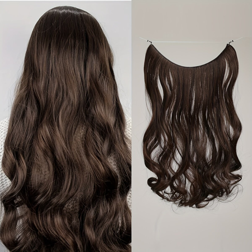 Unisex Multicoloured Long Wavy Hair Pieces Synthetic Fishing Line Hair Extensions Natural Looking For Daily Use No Clip 45