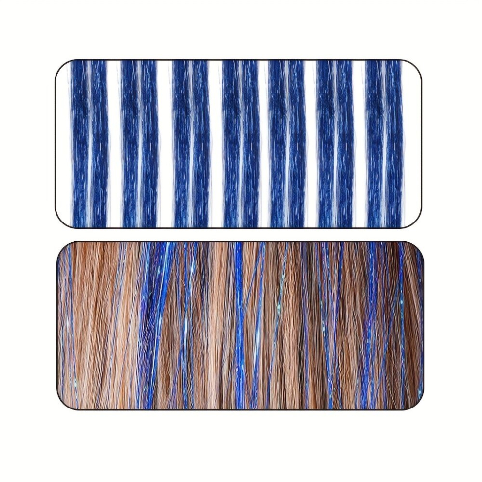 7pcs Y2K Tinsel Hair Extension Sparkle Glitter Rainbow Colored Synthetic Crochet Hair Extensions For Christmas Year Halloween Cosplay Party