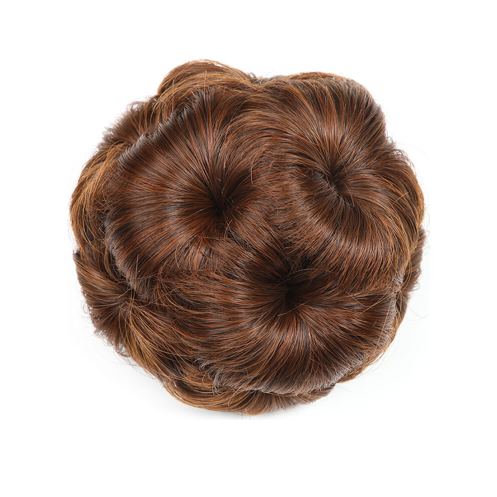 Unisex Multicoloured Wavy Hair Bun Extension Faux Synthetic Hairpiece For Bridal And Everyday Wear