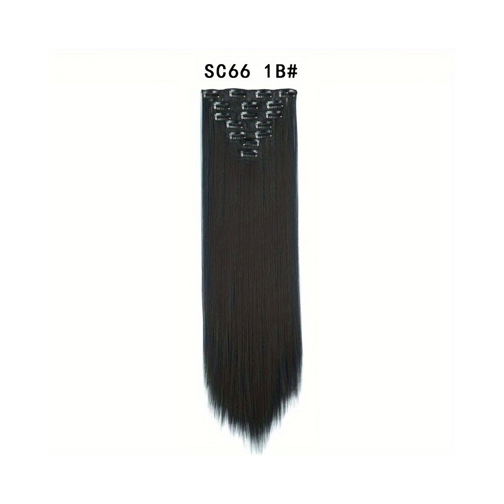 7pcs Set Long Straight Hair Extensions 16 Clips In Synthetic Fiber Hairpieces For Women Invisible Heat Resistant Hair Extensions For Women For Daily U