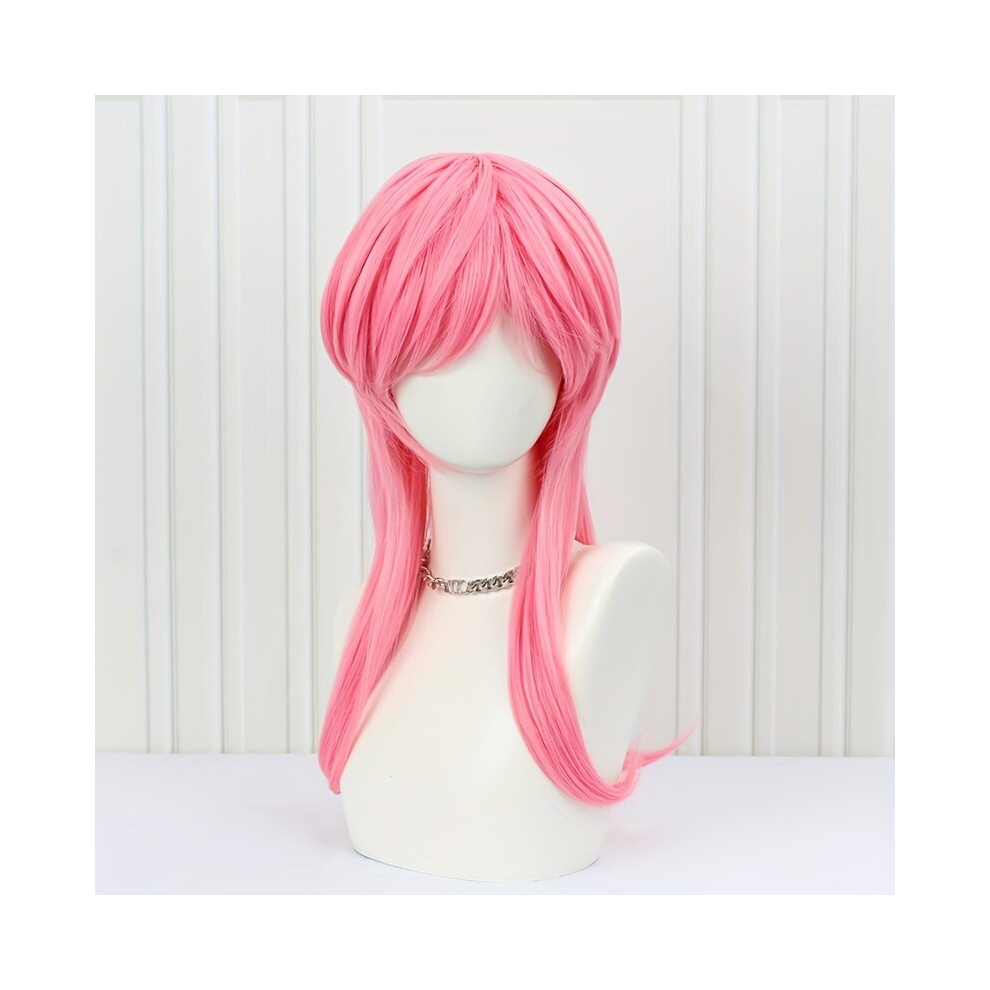 Pink Layered Wig Anime Heat Resistant Synthetic Cosplay Long Hair Halloween Carnival Party Wigs