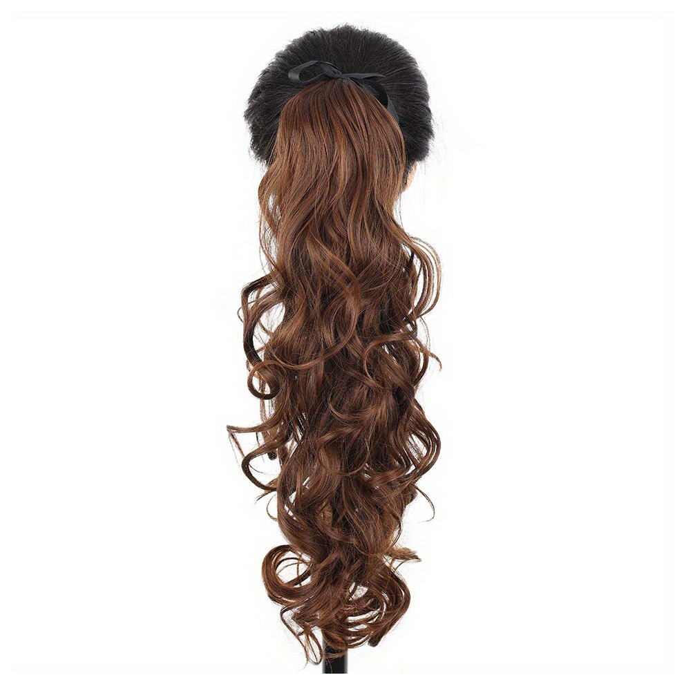Unisex Multicoloured Long Wavy Ponytail Extensions 45 Ponytail Synthetic Hairpiece For Womens Daily Wear