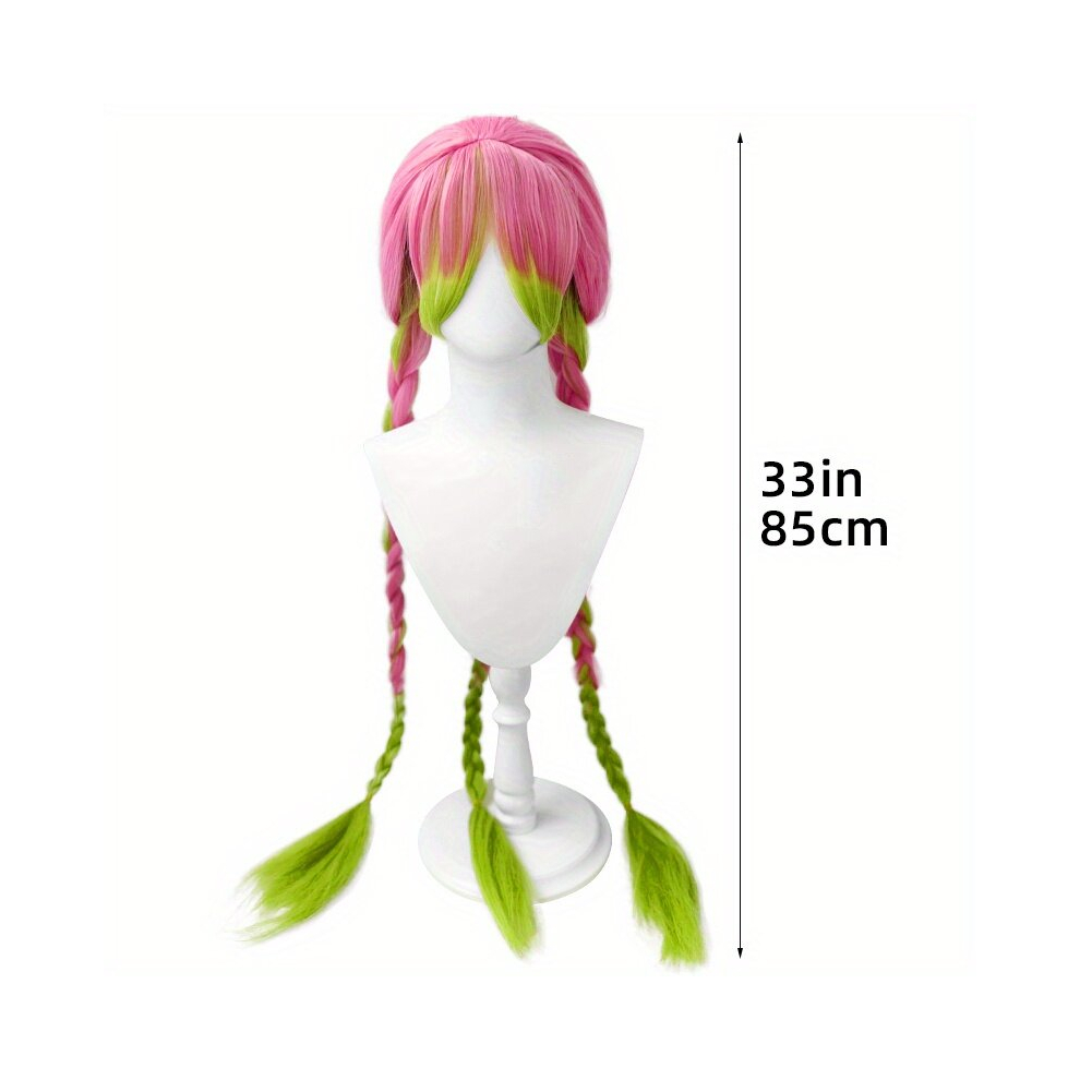 Unisex Multicoloured Costume Wigs Gemini Hair Long Wig With Bangs 3 Ponytails Synthetic Wig Anime Cosplay Wig For Halloween Cosplay Party