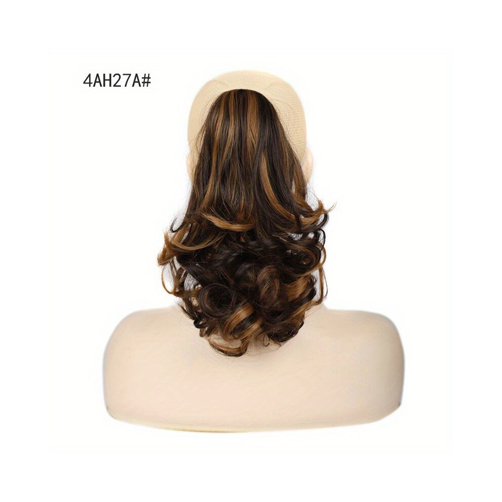 Unisex Multicoloured Medium Long Curly Claw Ponytail Synthetic Clip In Hair Extensions