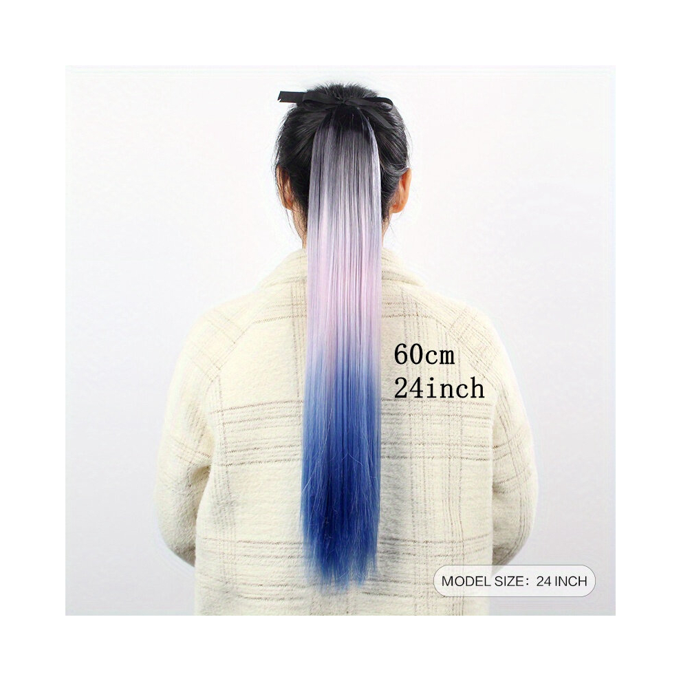 Ombre Synthetic Long Straight Hair Extensions Clip In Hair Extensions With Ties Long Straight Hairpieces