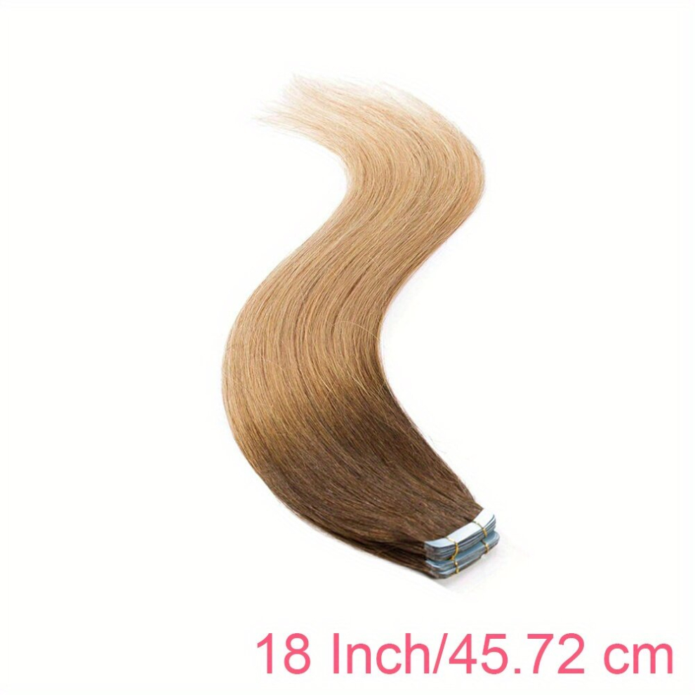 20pcs Tape In Hair Extensions Human Hair 4T27 50Gram 20Pcs Hair Extensions Tape In Double Weft Seamless Hair Extensions Straight