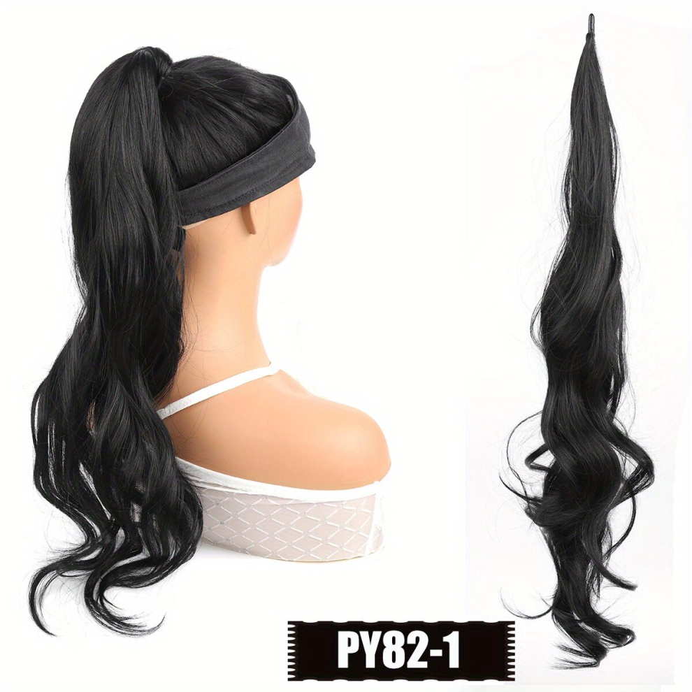 76 2 Cm I tip Elastic Wrap Ponytail Extension Long Curly Wavy Synthetic Flexible Wrap Around Ponytail Extension For Women