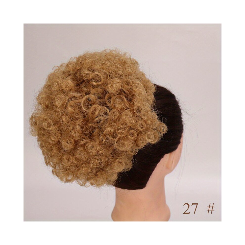 Unisex Brown Afro Puff Drawstring Ponytail For Women Curly Hair Ponytail Extension Afro Bun Ponytail Clip On Hair Extensions