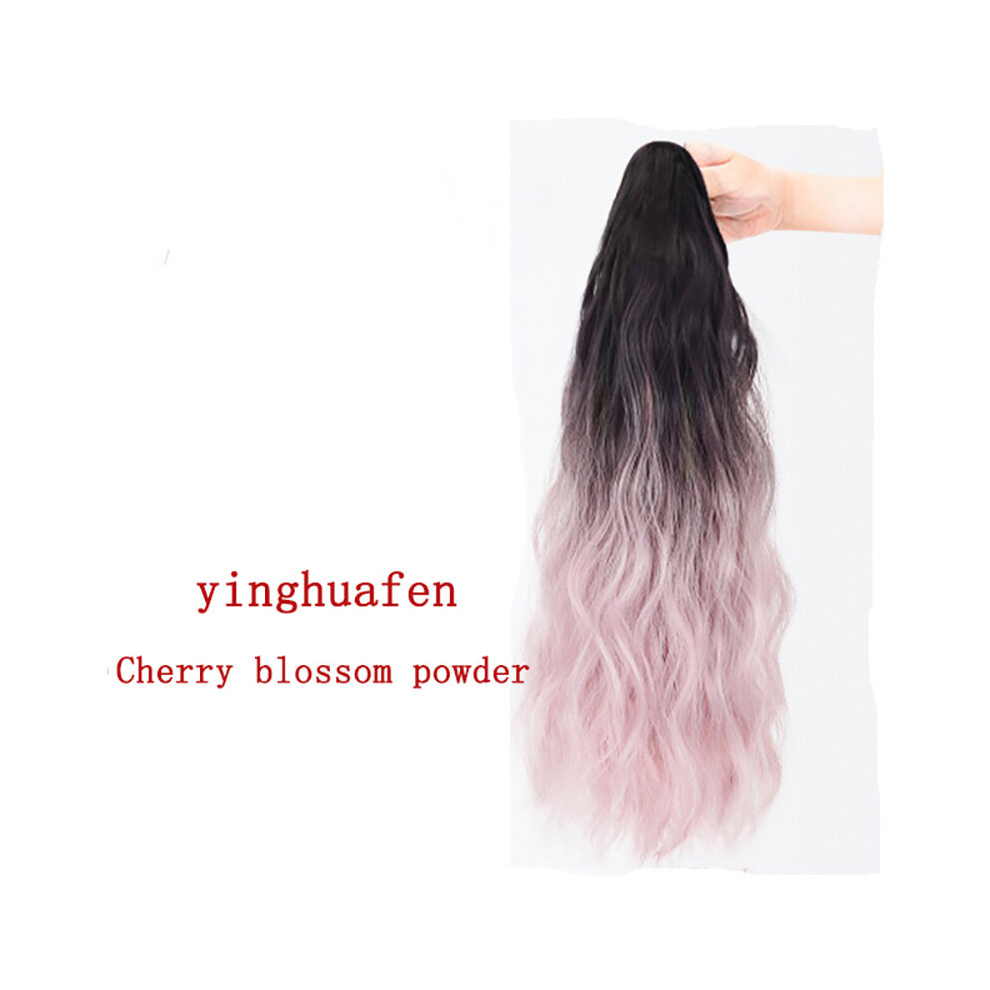 Fluffy Synthetic Water Wave Ponytail Wig with Small Grab Clip Gradient Grey Hair Extension for Women
