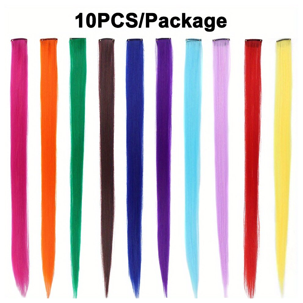 10 PCS Y2K Tinsel Hair Extension 55 88 Cm Sparkle Glitter Tinsel Hair Rainbow Colored Synthetic Crochet Hair Extensions For Women