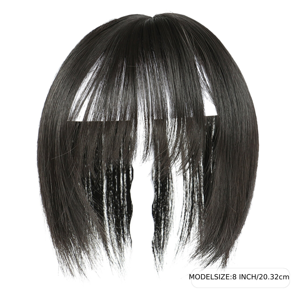Unisex Black Topper With Hair Bangs Synthetic Clip In Hair Extensions Natural Looking For Daily Use