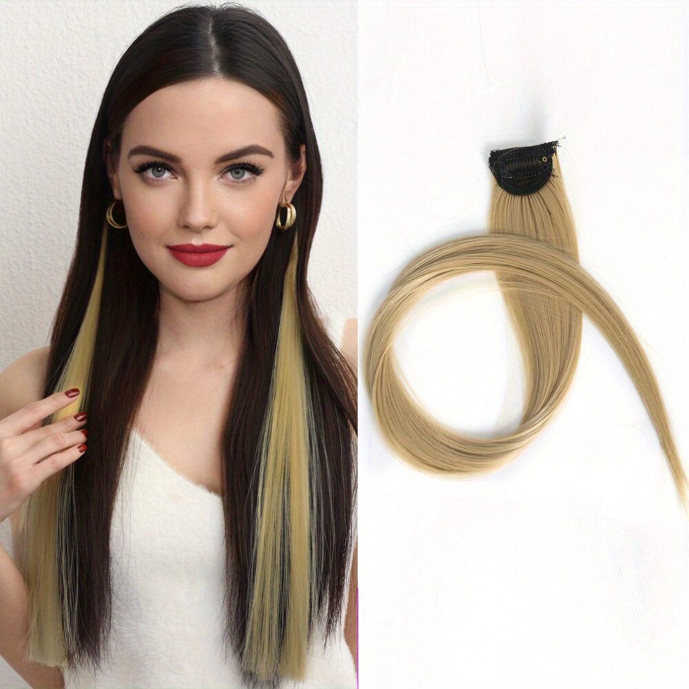 Unisex Multicoloured 60 96 Cm Colored Clip In Hair Extensions Colors Party Highlights Streak Synthetic Hairpieces For Women