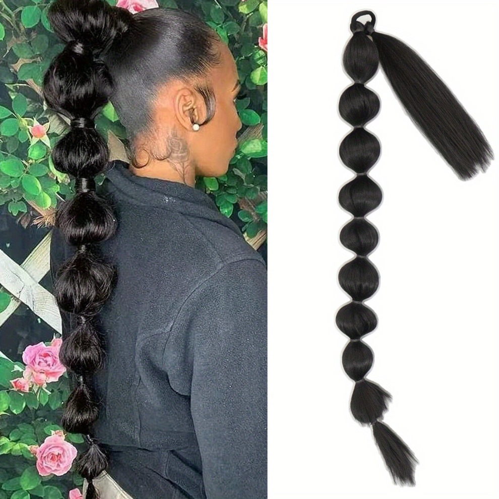 Afro Puff Bubble Ponytails Extension For Women Long Pony Tail Kinky Straight Lantern Braid Wrap Around Ponytails Hair Pieces 76 2 Cm