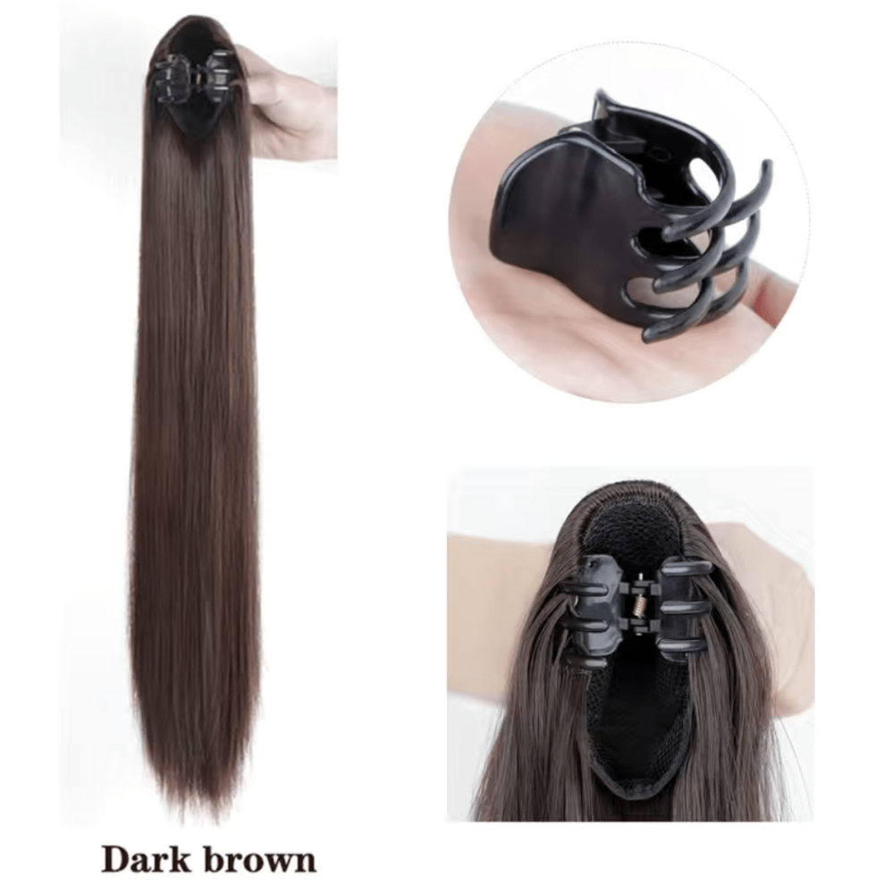 Unisex Multicoloured Synthetic Claw Clip On Ponytail Hair Extension Ponytail Extension Hair For Women Pony Tail Hair Hairpiece