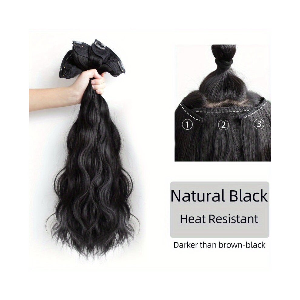 3pcs Set Long Wavy Curly Hair Extensions Synthetic Chemical Fiber Hair Extensions For Women Natural Looking Clip In Curly Hair Extensions