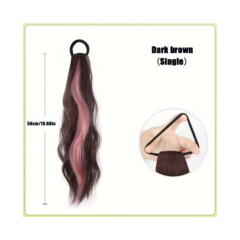 Highlight Ponytail With Elastic Hair Rope Long Curly Wavy Ponytail Extensions Synthetic Hair Extensions Natural Looking For Daily Use