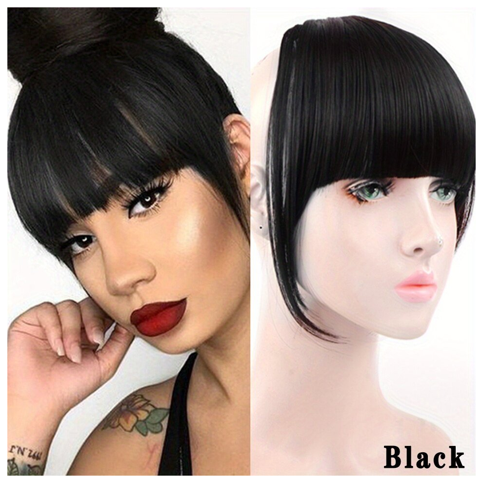 Synthetic Bangs Hair Clip In Straight Hair Extensions Natural Fringe Bangs Clip In Bang One Piece Straight Hairpiece For Women Girls