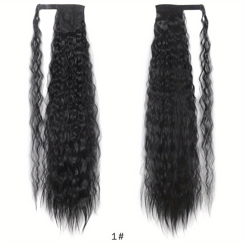 Unisex Multicoloured Long Corn Wavy Ponytail Extensions Synthetic Fiber Hairpieces Wrap Around Hair Extensions For Women