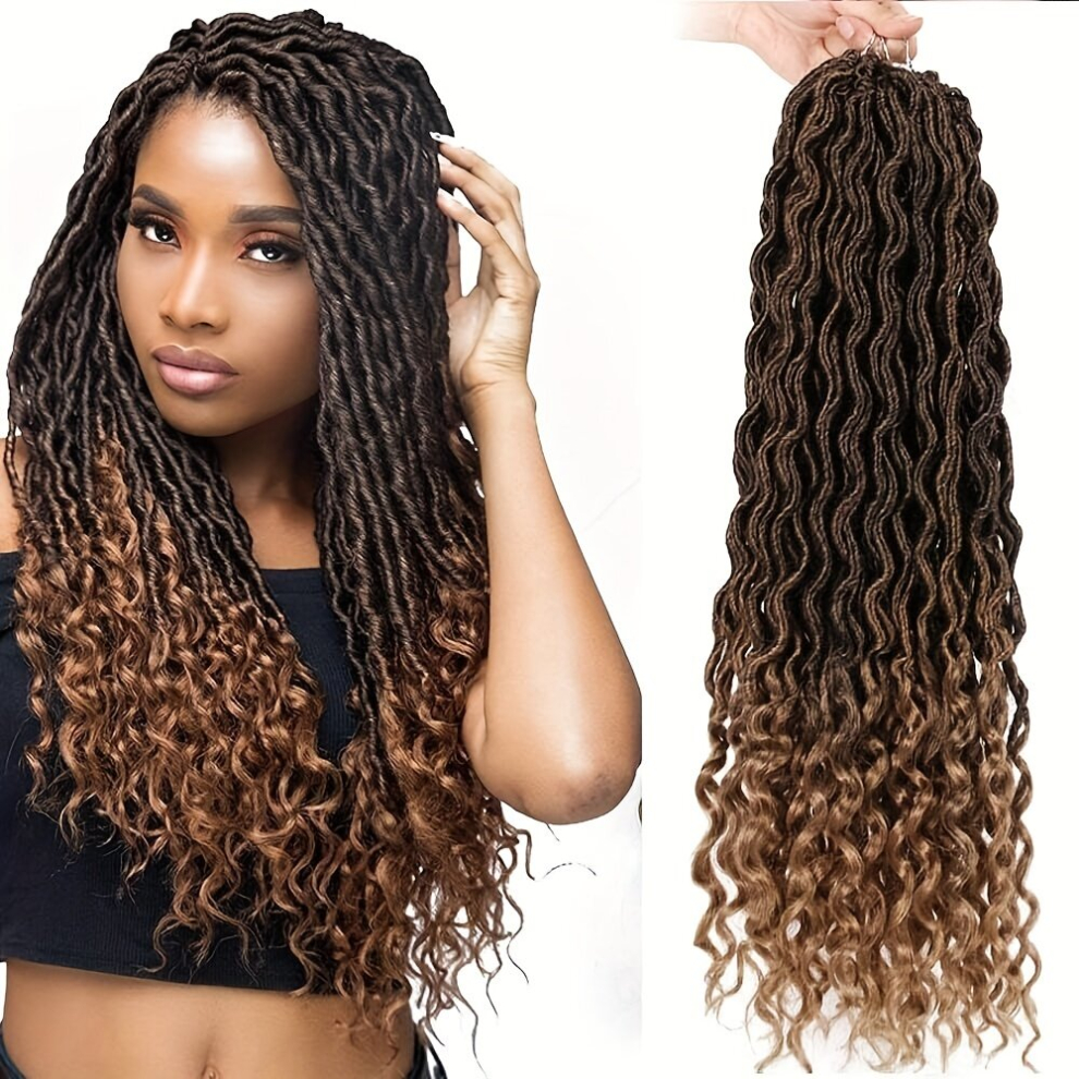 6 Pack Curly Faux Locs Crochet Hair Extensions 45 72 Cm Deep Wave Braiding Hair With Curly Ends Crochet Goddess Locs Synthetic Braids Hair Extensions