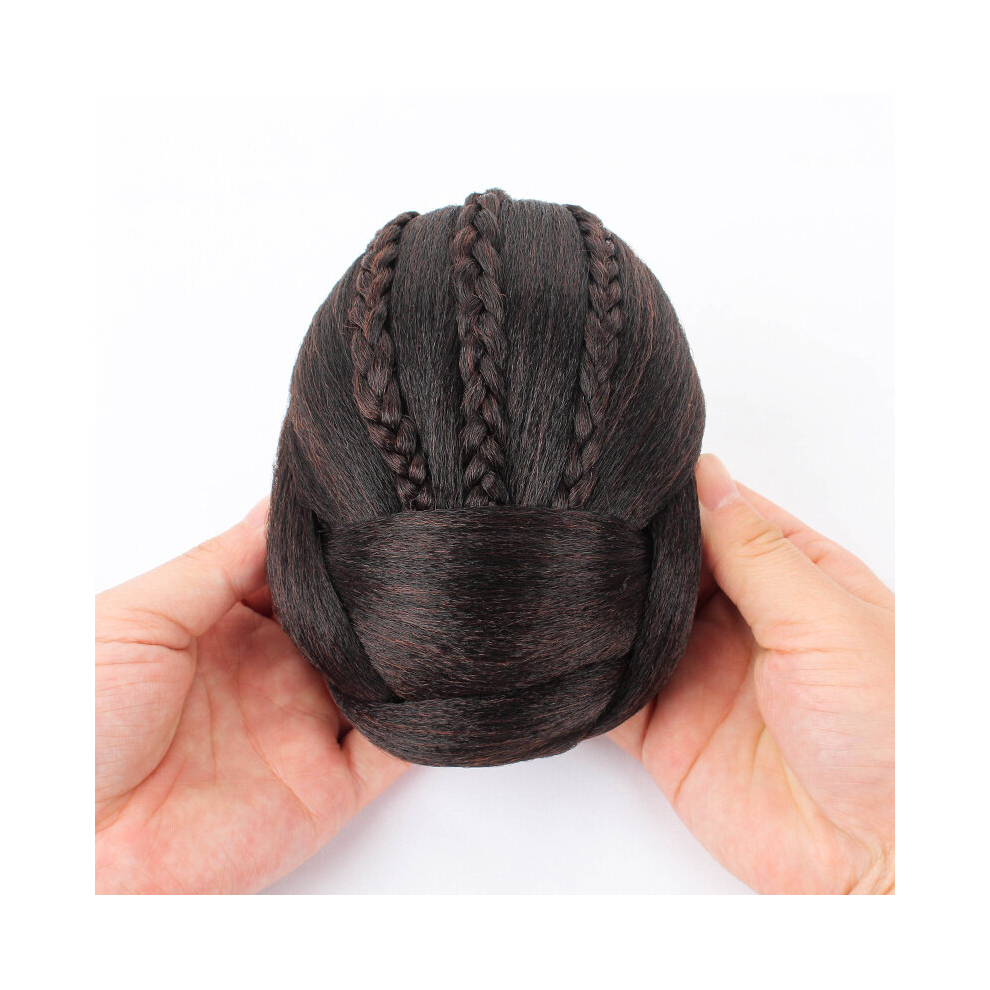 Unisex Multicoloured Braided Hair Buns Updo Chignon Clip In Hair Extensions