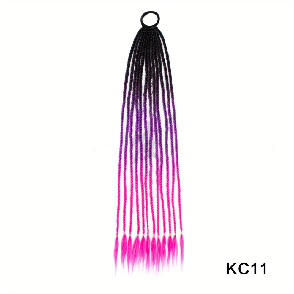 Unisex Multicoloured Rainbow Braided Wig Hair Extensions Vibrant And Versatile Hair Accessories For Women And Girls