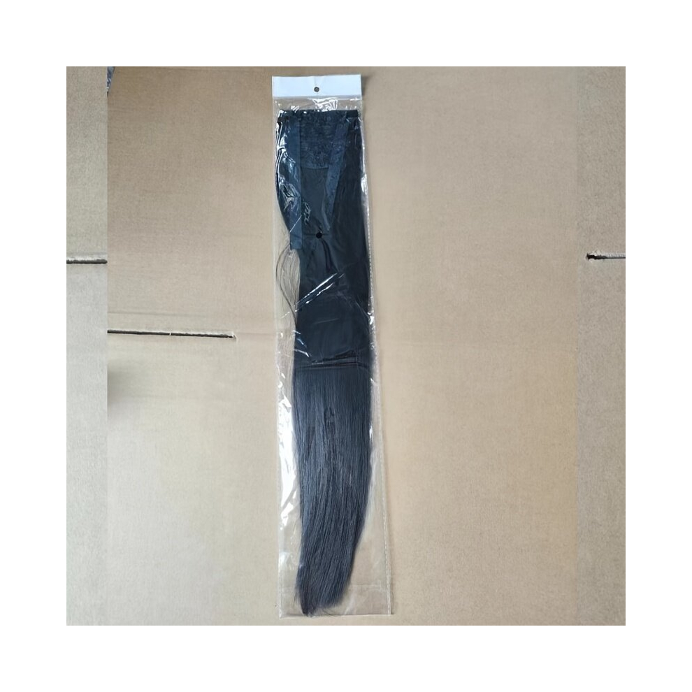 Ponytail With Ribbon Tie Wrapped Around Long Straight Ponytail Extensions Synthetic Hair Extensions Natural Looking For Daily Use