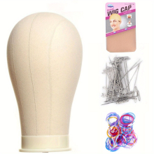 Canvas Wig Head Mannequin for Wig Making and Display Includes Wig Caps and T Pins