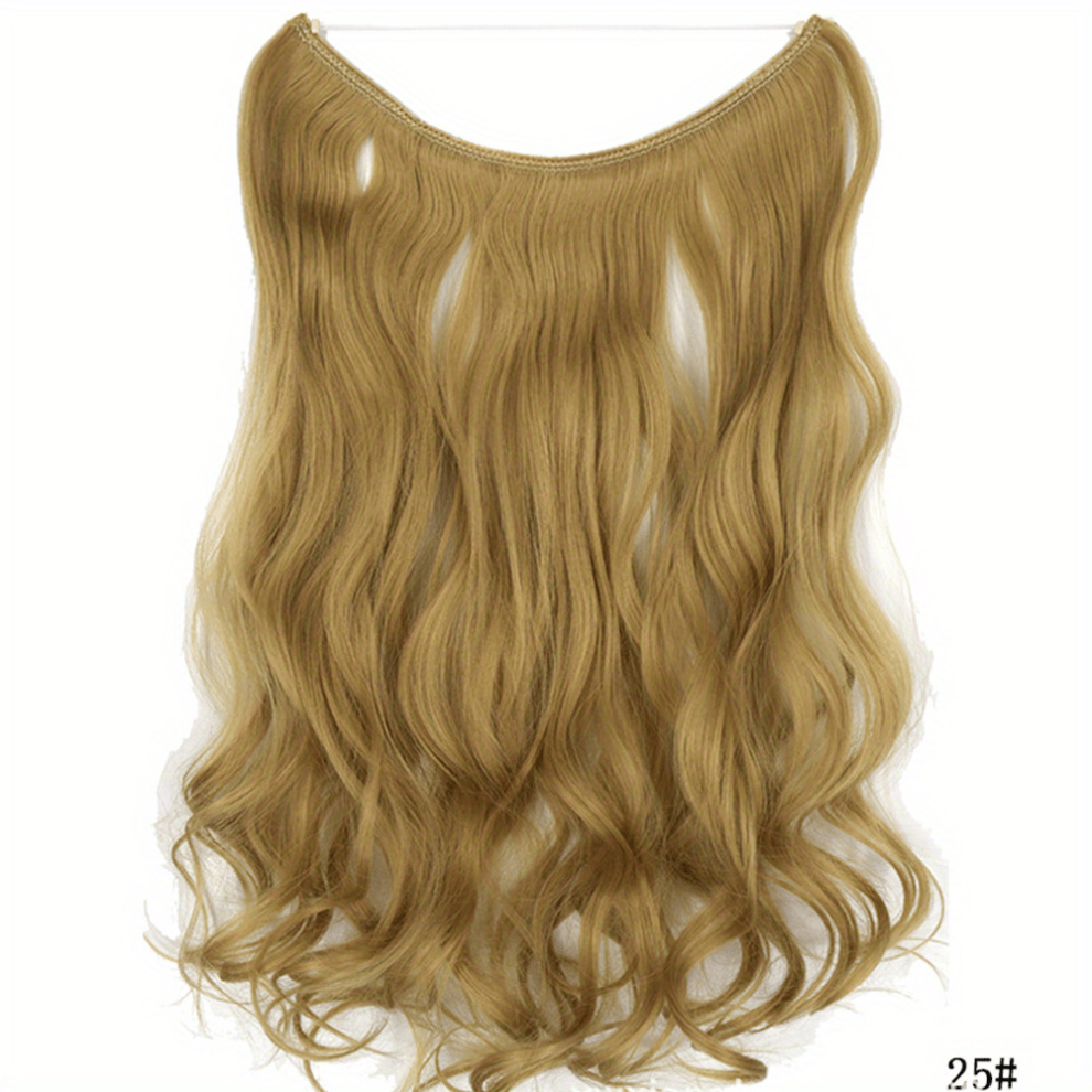 Unisex Multicoloured Synthetic Long Curly Wavy Hair Extensions With Secret Fish Line Natural Looking Curly Hair Pieces For Women Girls