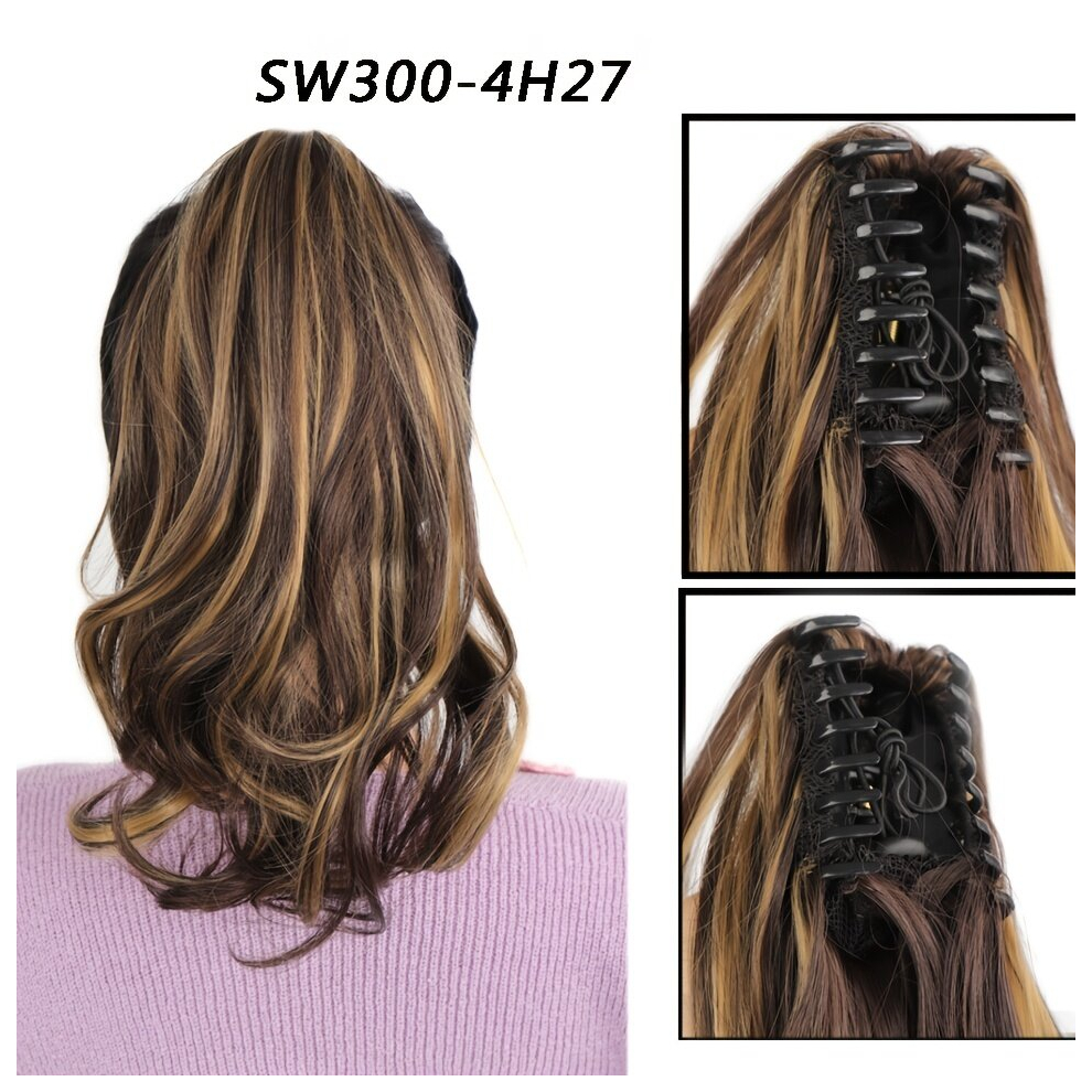 Unisex Multicoloured Claw Ponytail Curly Wavy Ponytail Extensions Synthetic Clip In Hair Extensions Natural Looking For Daily Use