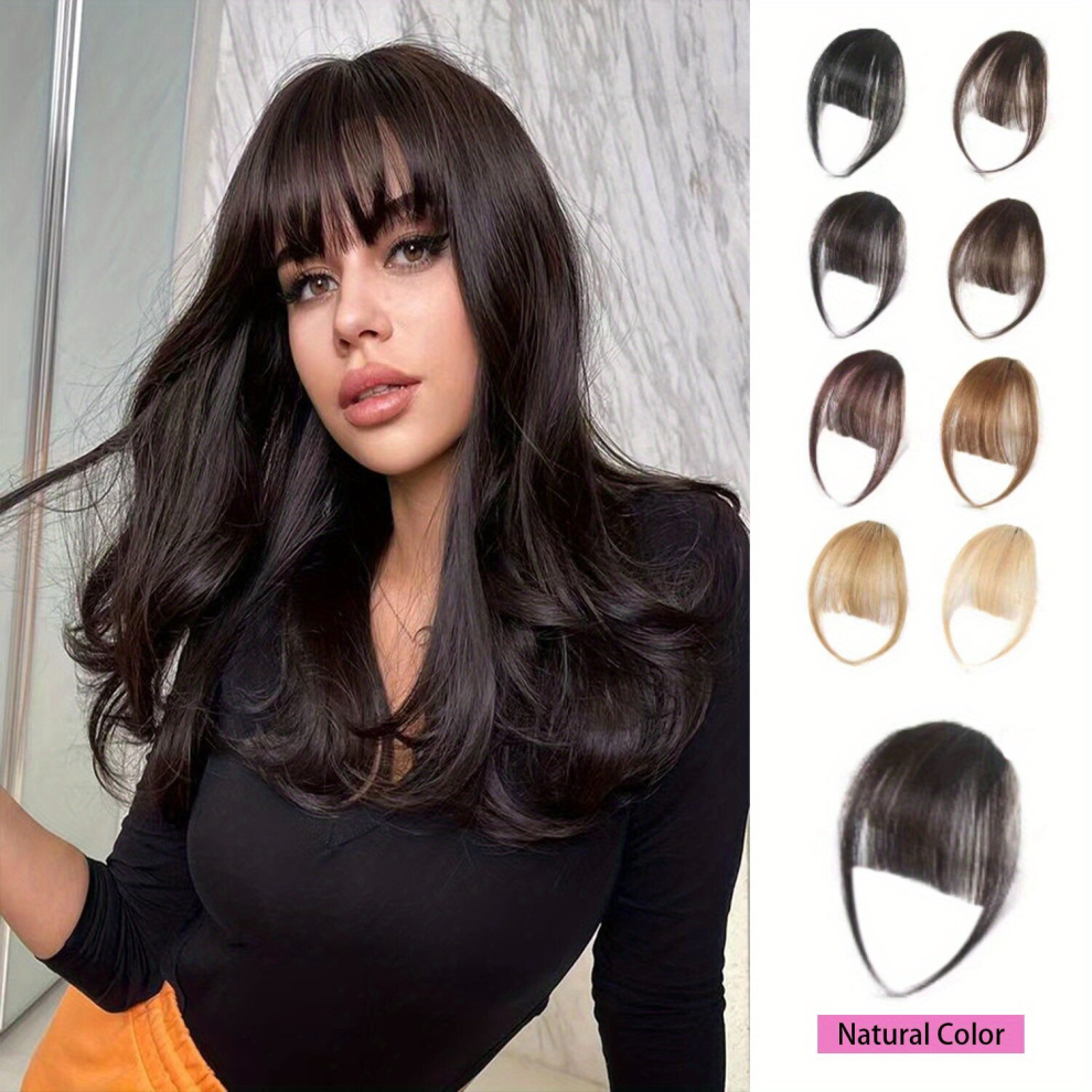 Unisex Multicoloured Wispy Bangs Clip On One Piece Clip In Hair Extensions Clip In Bangs 100 Real Human Hair Extensions Curved Bangs For Daily Wear
