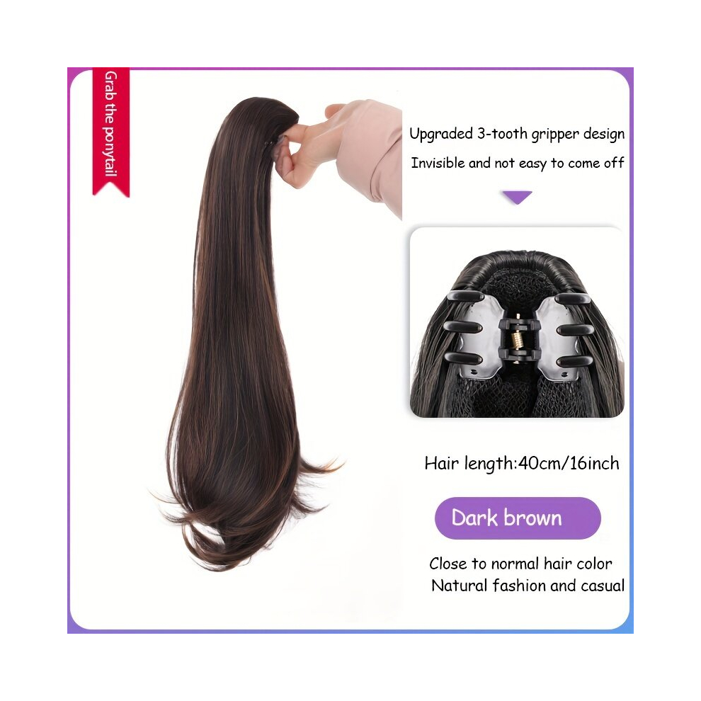 Claw Ponytail Long Straight Ponytail Extensions Synthetic Clip In Hair Extensions Natural Looking For Daily Use