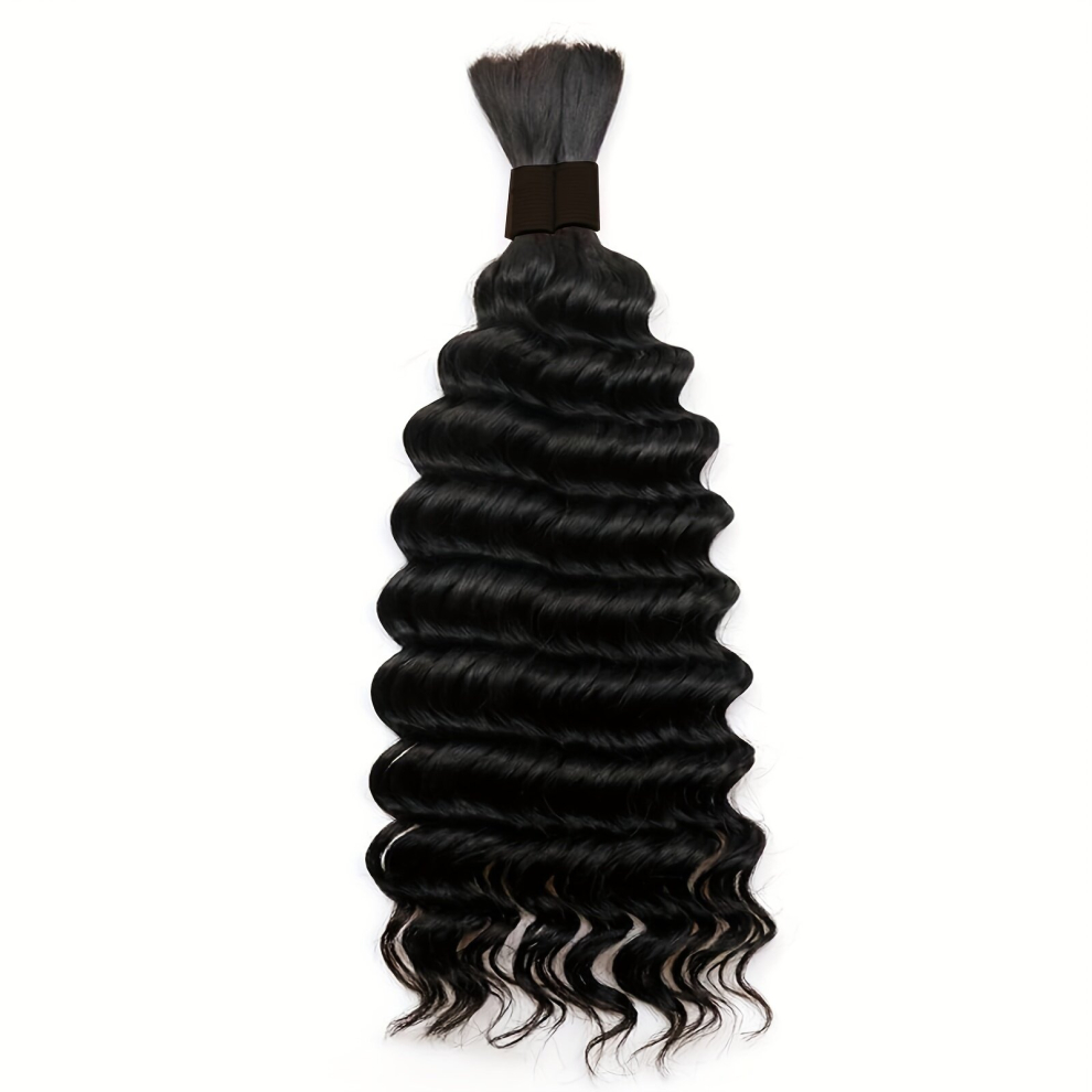 Unisex Black Deep Wave Bulk Human Hair For Braiding No Weft 50 8 71 100G 2Bundles 1Pack Unprocessed Brazilian Virgin Human Hair Bulk For Micro Braids Wet And Wavy