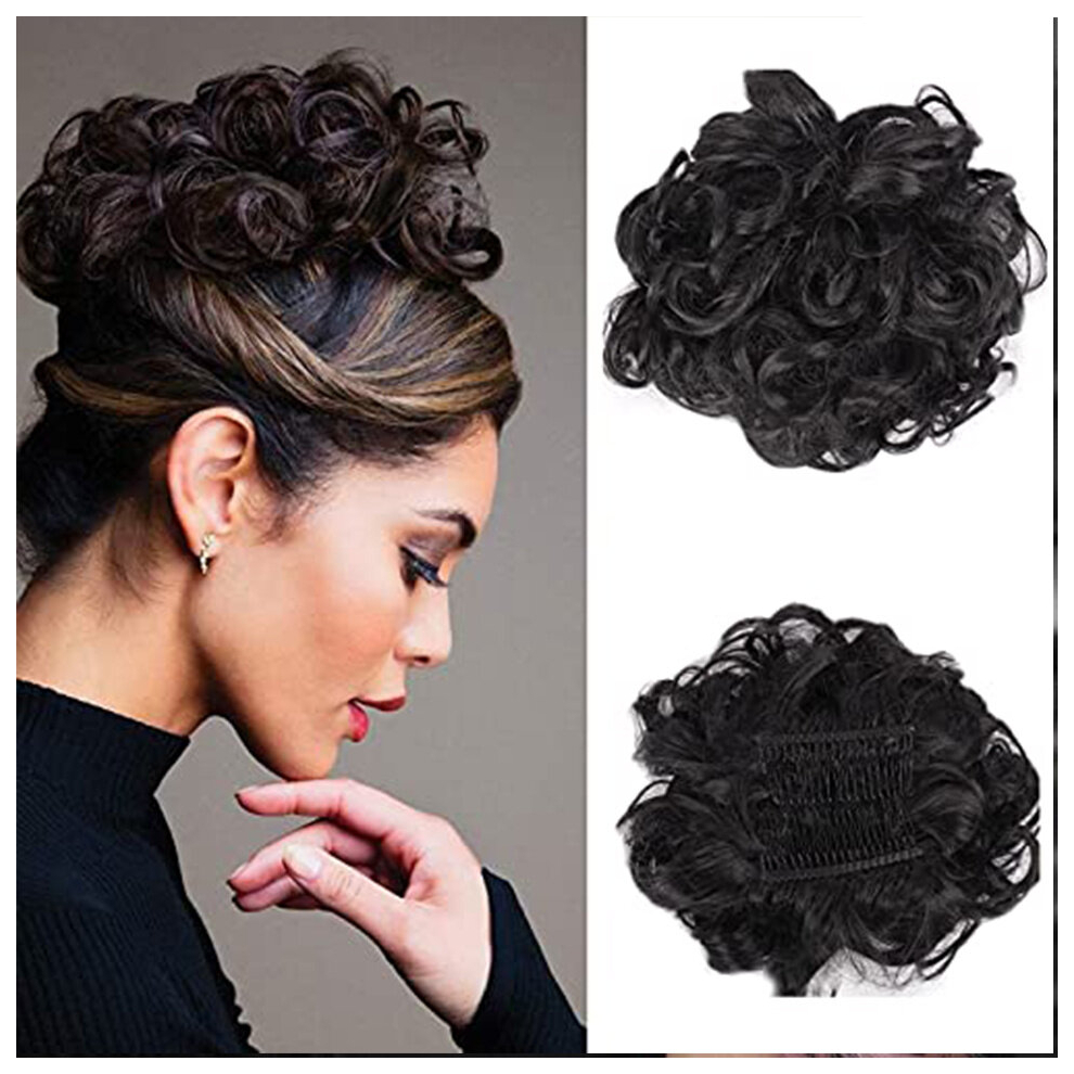 Unisex Multicoloured Comb Clip To Curly Hair Extension Synthetic Wig Updo Cover Wig Extension Bun