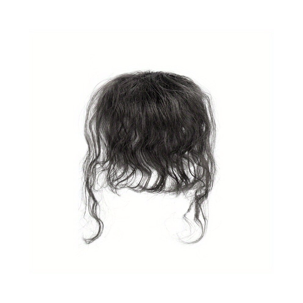 Unisex Black Curly Hair Bangs With Sideburns Human Hair Clip In Hair Extensions Natural Looking For Daily Use