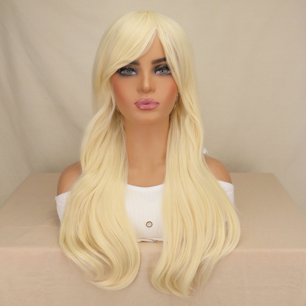 Unisex Yellow Costume Wigs Blonde Long Curly Double Ponytail Synthetic Wig With Bangs Movie Cosplay Wig For Halloween Cosplay Party