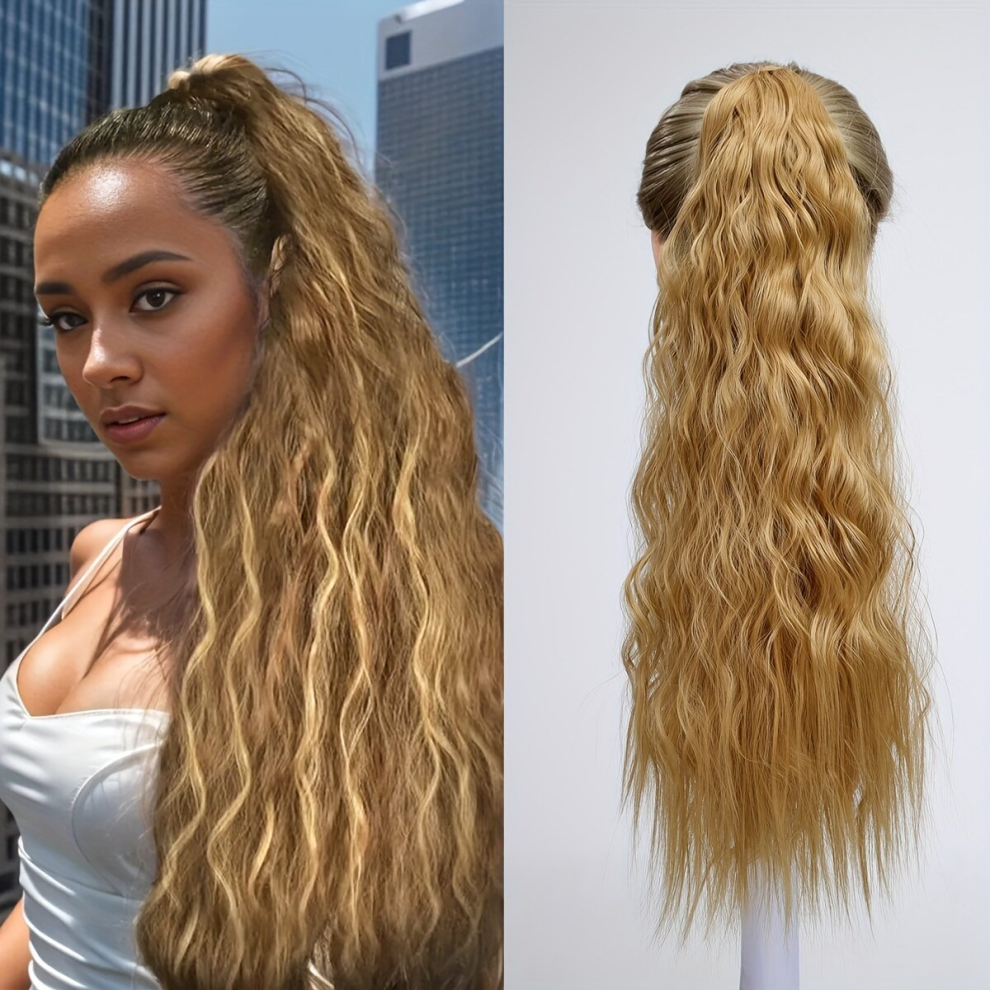 Unisex Multicoloured Ponytail With Hair Tie Wrapped Around Long Wavy Ponytail Extensions Synthetic Clip In Hair Extensions Natural Looking For Daily Use