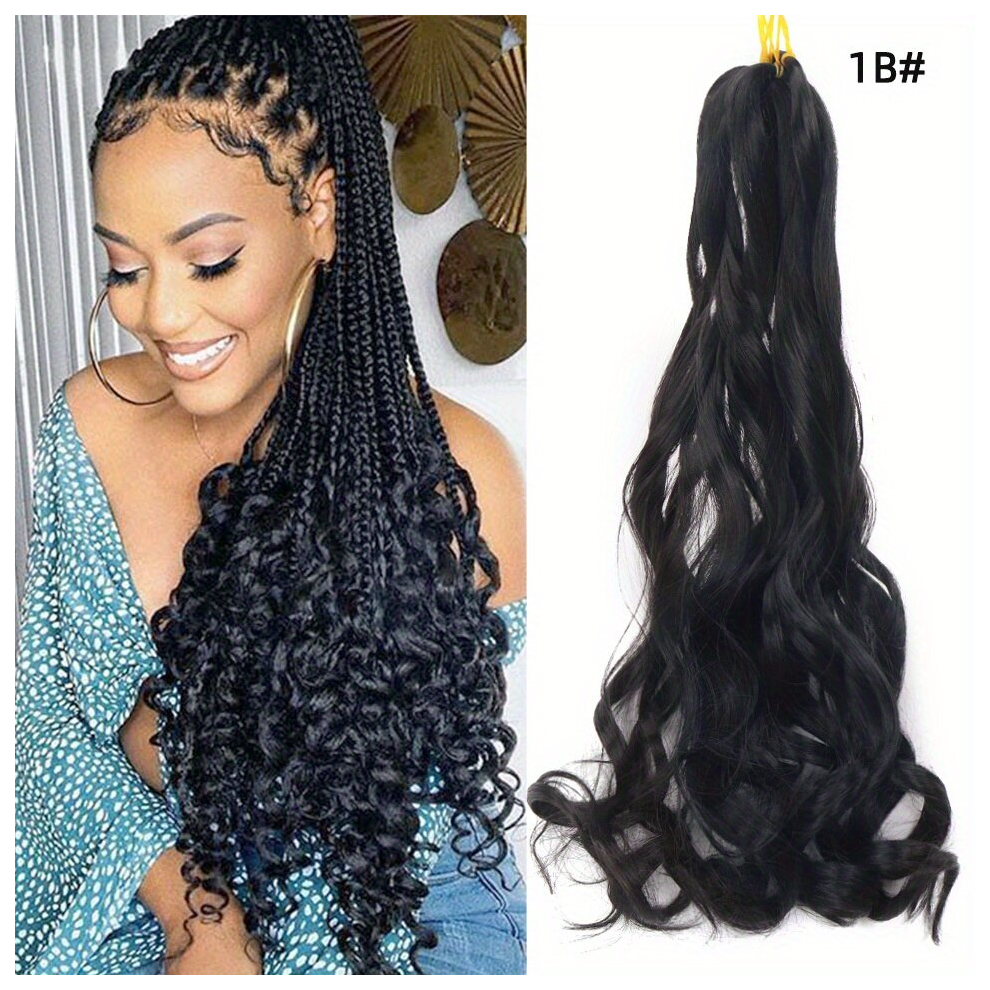 Crochet Braids Ponytail Hair Extensions French Curl Braiding Hair Loose Wavy Synthetic Pre Stretched Braiding Hair For Women