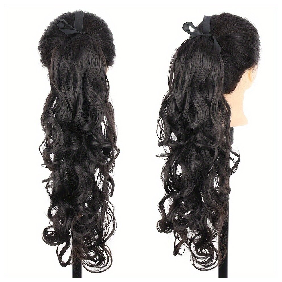 45 72 Cm Long Curly Ponytail Extensions With Ties Synthetic Wrap Around Hair Extensions Natural Looking Hair Pieces