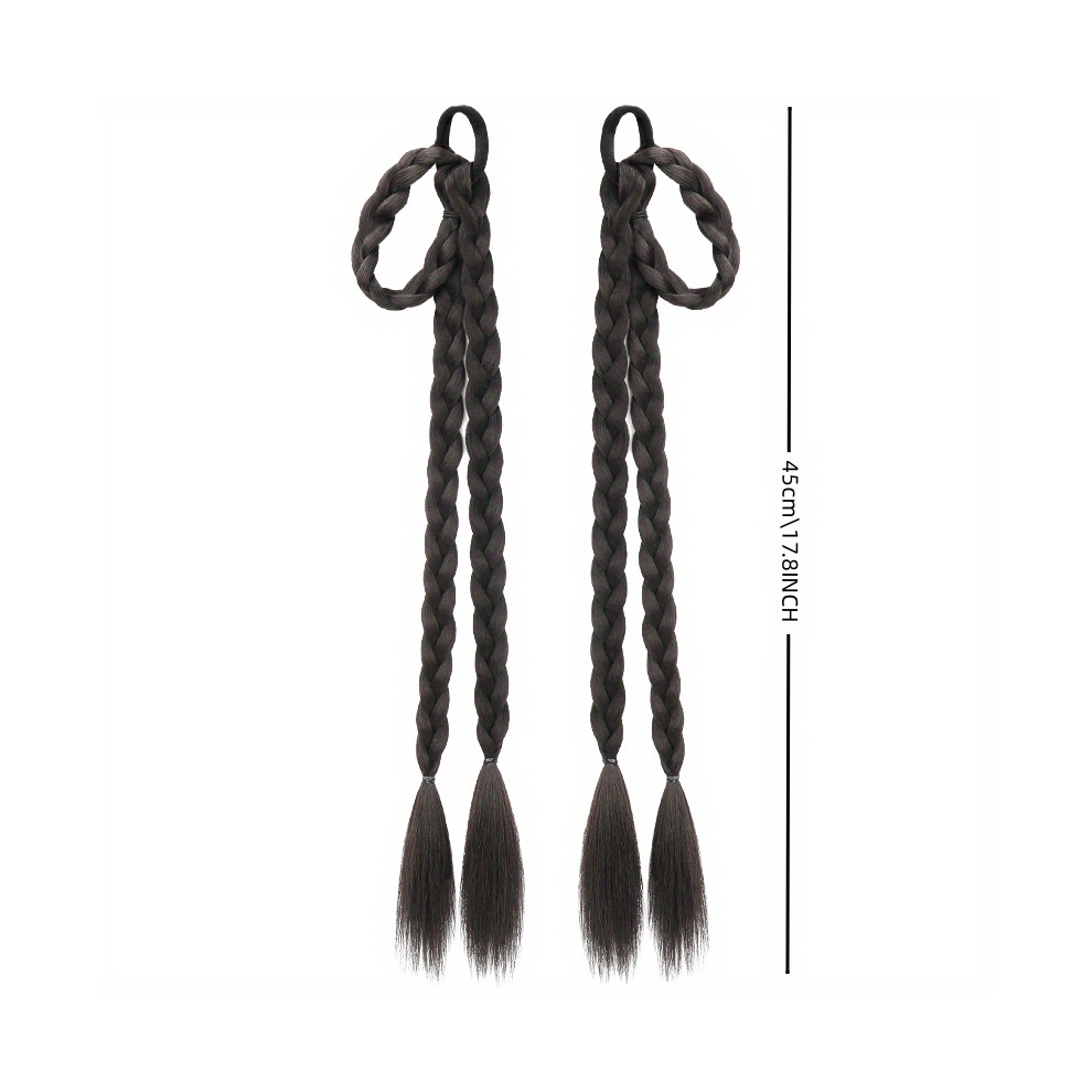 Braided Ponytail With Rubber Band Synthetic Dangly Ear Double Ponytail Boxing Braids Halloween Costume Hair Extensions