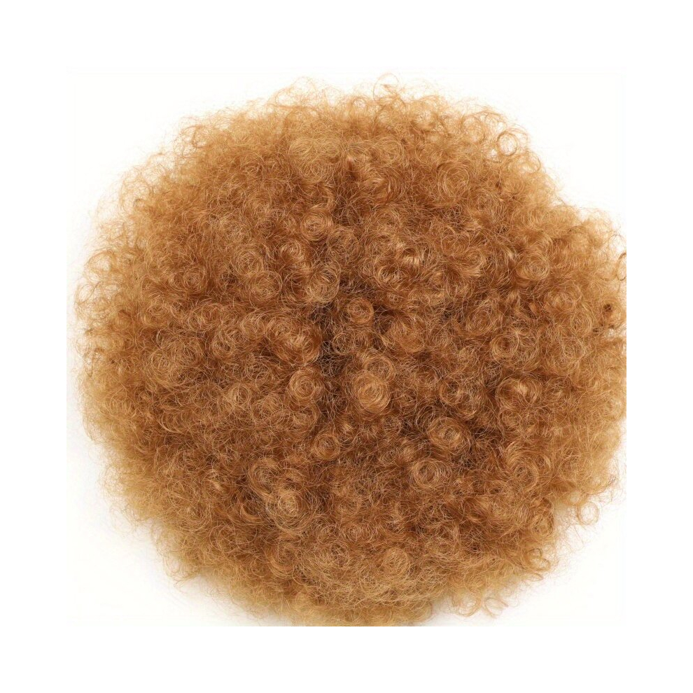 Unisex White Afro Puff Drawstring Ponytail Extensions Synthetic Afro Puff Hair Bun Hairpieces Updo Hair Puff Short Kinky Curly Hair Extensions For Women