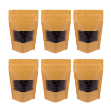100pcs Kraft Zip Lock Stand Up Bags Pouches With Notch And Matte Window (10x15cm)