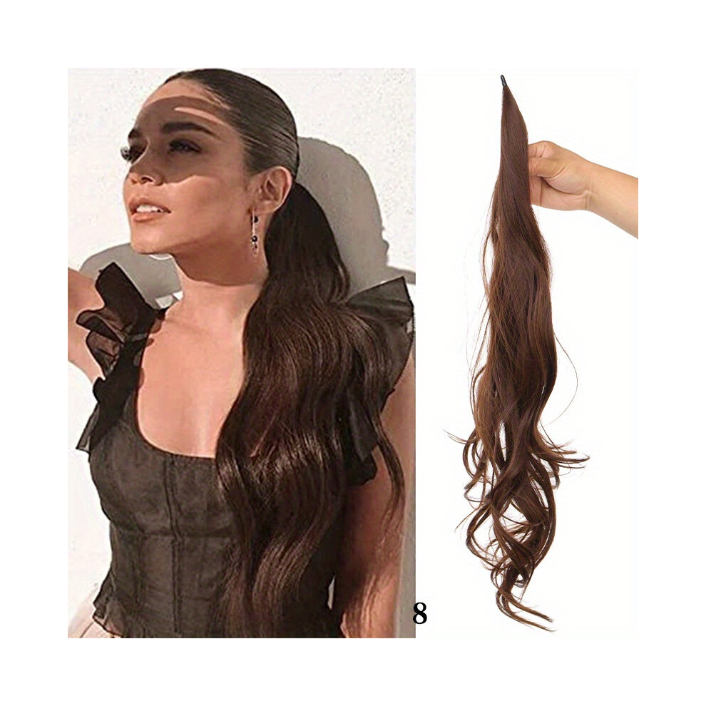 Unisex Multicoloured Long Curly Wavy Ponytail Extensions Synthetic Hair Extensions Natural Looking For Daily Use