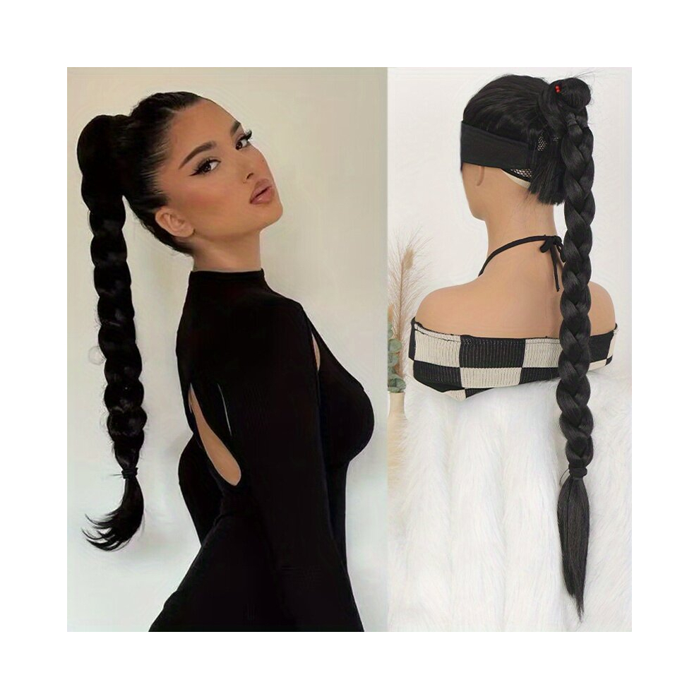Synthetic Long Braided Ponytail Hair Extensions For Women 81 28 Cm Long Pony Tail Extensions With Hair Rope Synthetic Fiber Hair Extensions