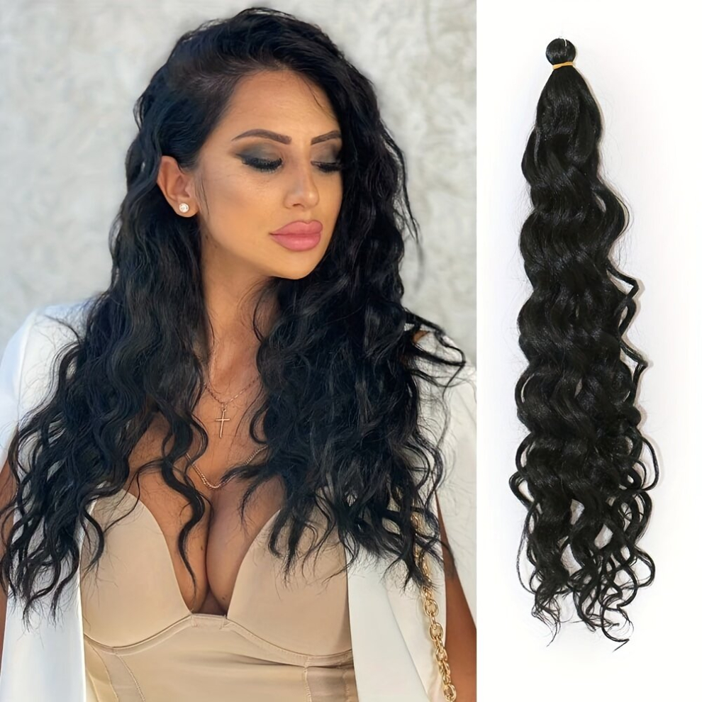 Unisex Black 50 8 Cm Hawaii Curl Braiding Synthetic Hair Extensions 1 Pack Ocean Wave Hair Deep Curly Crochet Hair Braids Increase Hair Volume Fluffy And Natural