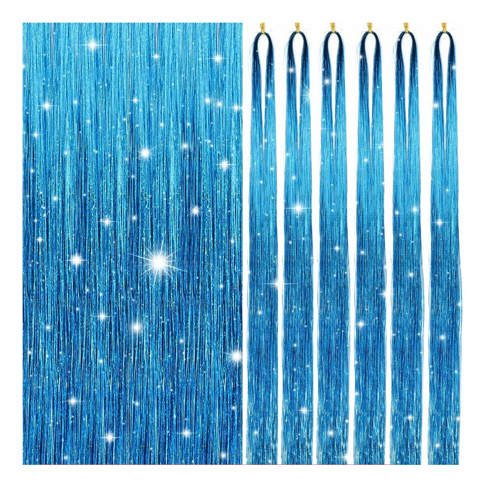 Y2K Tinsel Hair Extension 6pcs 45 72 Cm Sparkle Glitter Rainbow Colored Synthetic Crochet Hair Extensions For Women