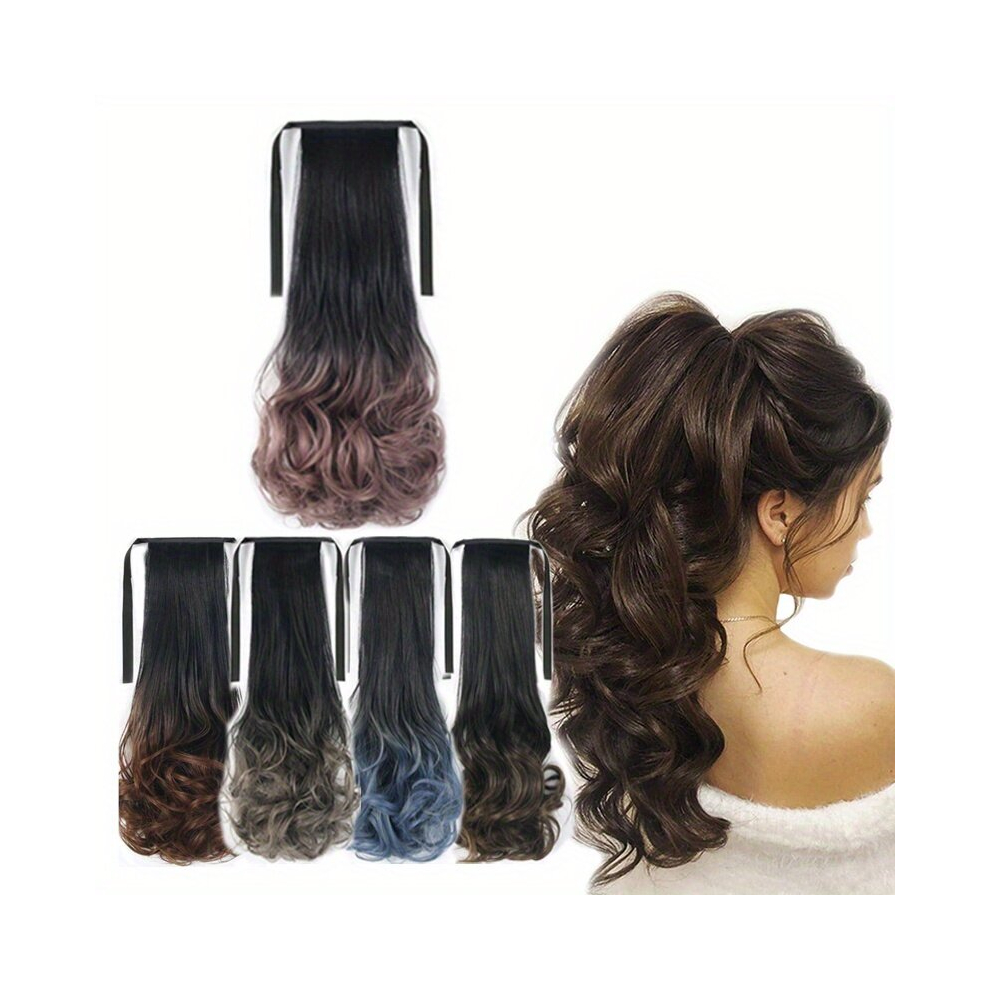 Unisex Multicoloured Long Curly Claw Ponytail Synthetic Hair Extensions