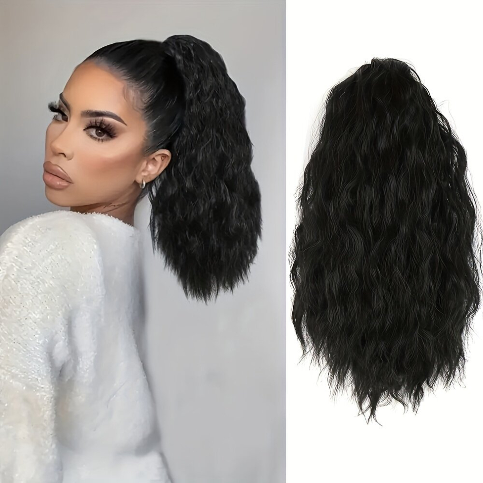 Drawstring Ponytail Short Curly Wavy Ponytail Extensions Synthetic Clip In Hair Extensions Natural Looking For Daily Use 25 80g