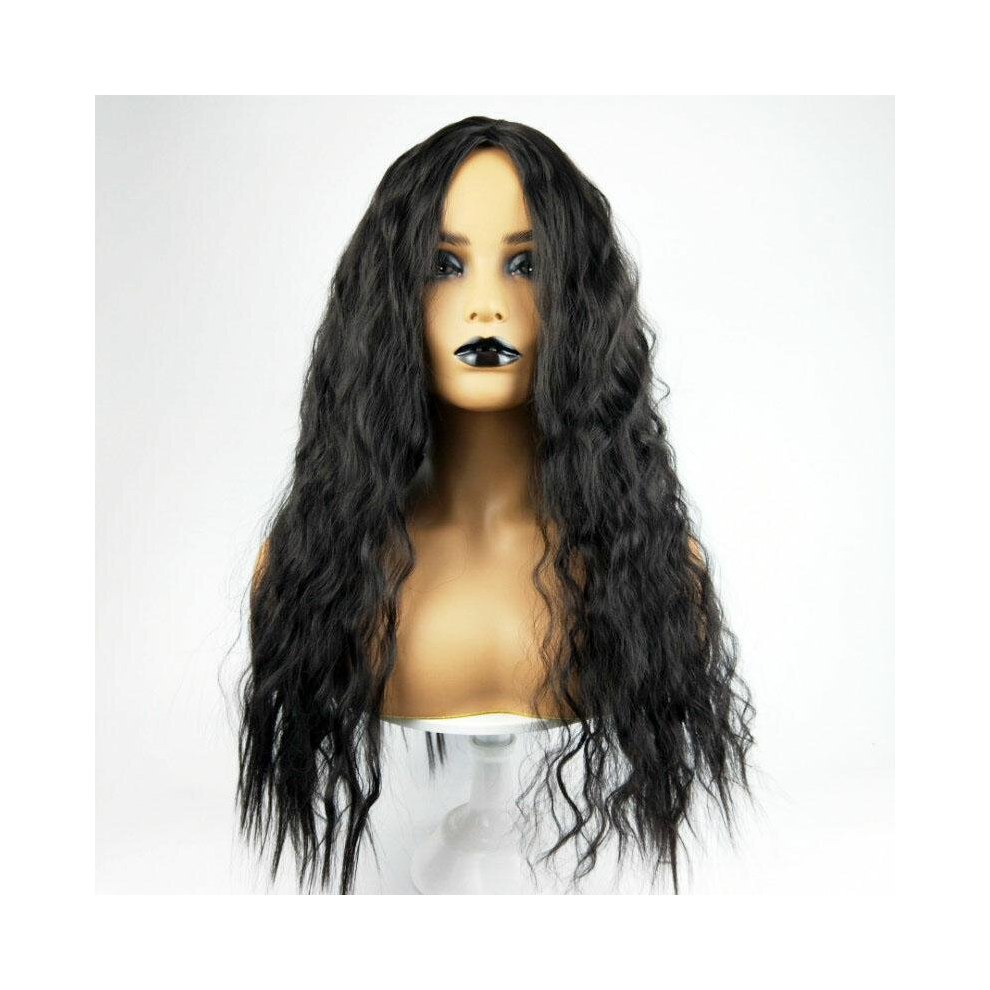 Unisex Black African Small Curly Brown Long Curly Hair Corn Perm Chemical Fiber Wig Long Afro Curly Wig Synthetic